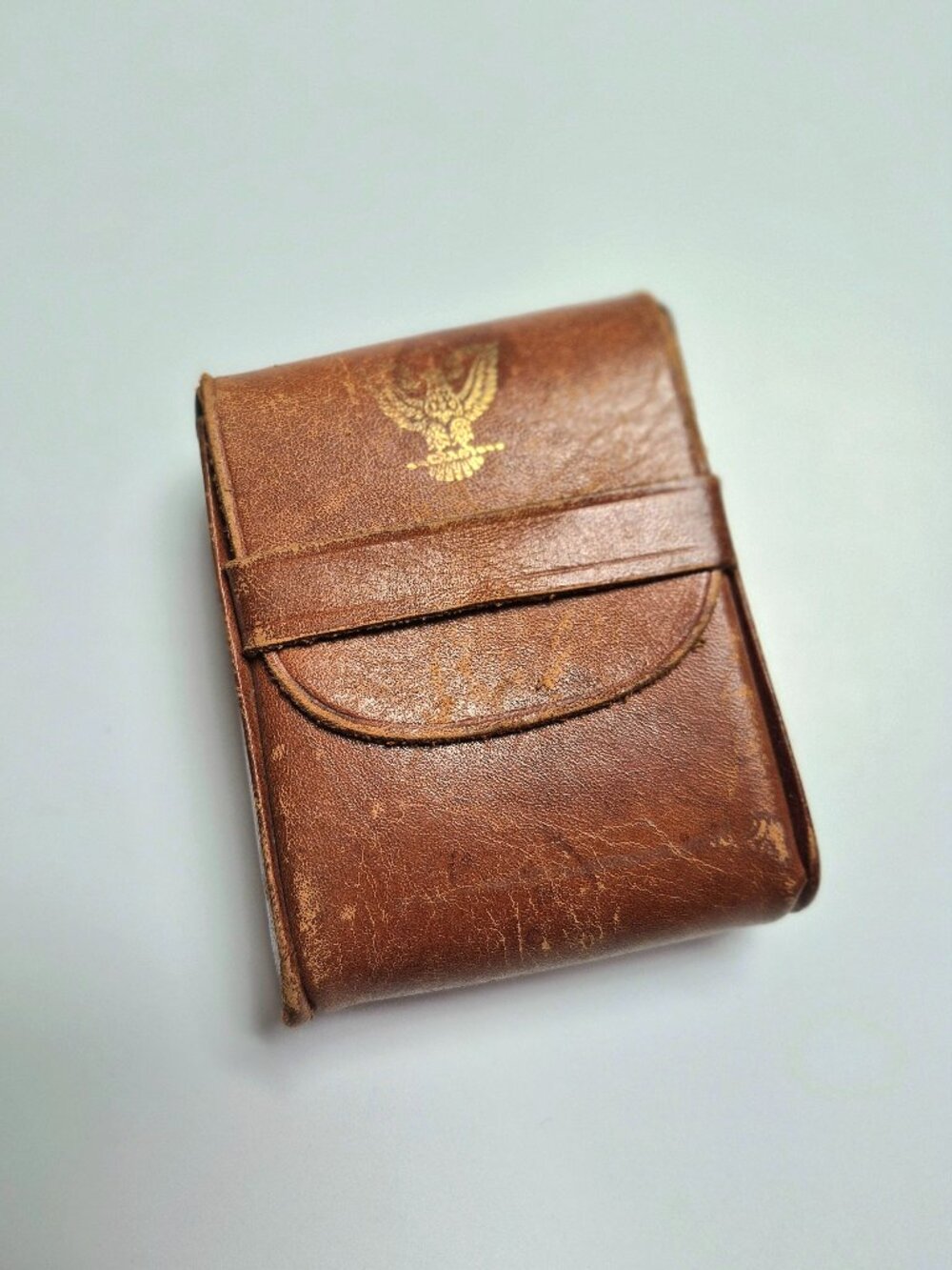1940s Rare BEL-CIG-PAK Cigarette Pack Holder, Genuine Leather Tooled
